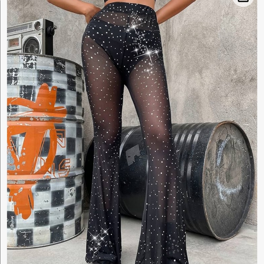 Black sheer rave pants